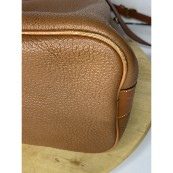 Dooney Bourke Large Leather Boho Bucket Bag Brown Tan Drawstring Crossbody - Picture 10 of 16